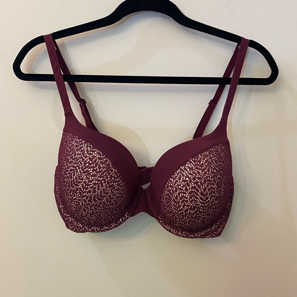 Victoria’s Secret Perfect Shape Burgundy Bra Women Size 34DD